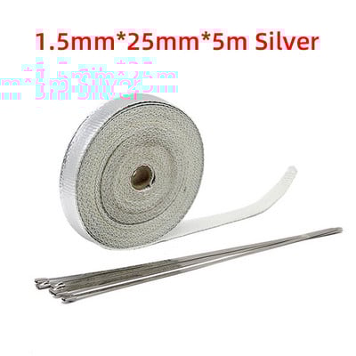 Tepelná páska na výfuk motocykla 2,5 cm * 5 m, izolačná páska na potrubie, izolačné rolky na zberné potrubie