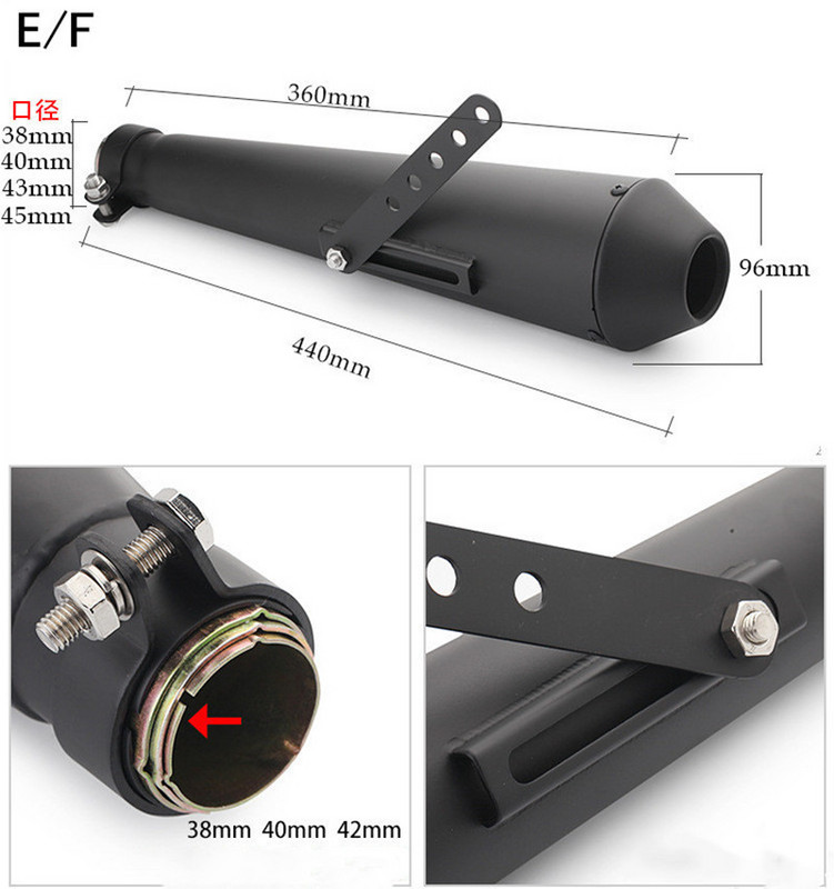 Univerzalni Chrome Vintage prigušivač motocikla Ispušna cijev stražnje cijevi Prigušivač ispušne cijevi Prigušivač za Harley Cruise Prince Ranger Modi
