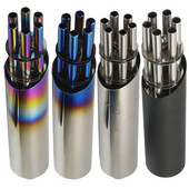 Motorkerékpár kipufogó hangtompító Fried Street Gatling pisztoly stílusú rozsdamentes acél kipufogócső Dirt Pit kerékpárhoz ATV robogó utcai kerékpár