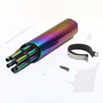 Motorkerékpár kipufogó hangtompító Fried Street Gatling pisztoly stílusú rozsdamentes acél kipufogócső Dirt Pit kerékpárhoz ATV robogó utcai kerékpár