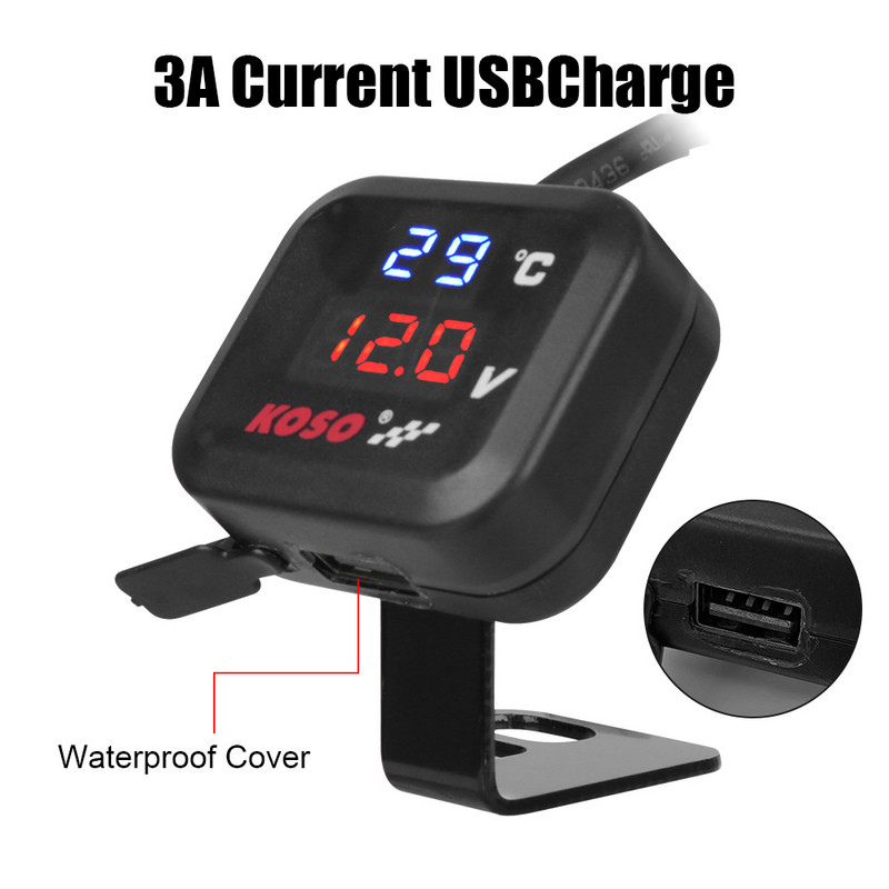 3 az 1-ben motorkerékpár tesztelő feszültség hőmérséklet mérő USB töltő 3.0 műszercsoport 24V 12V HONDA SUZUKI BMW ATV univerzálishoz