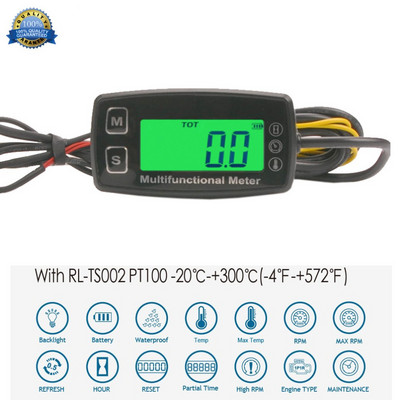 Цифров тахометър Термометър LCD Temp-Meter за газов двигател Мотоциклет Marine Jet Boat Buggy Tractor Pit Bike Paramotor