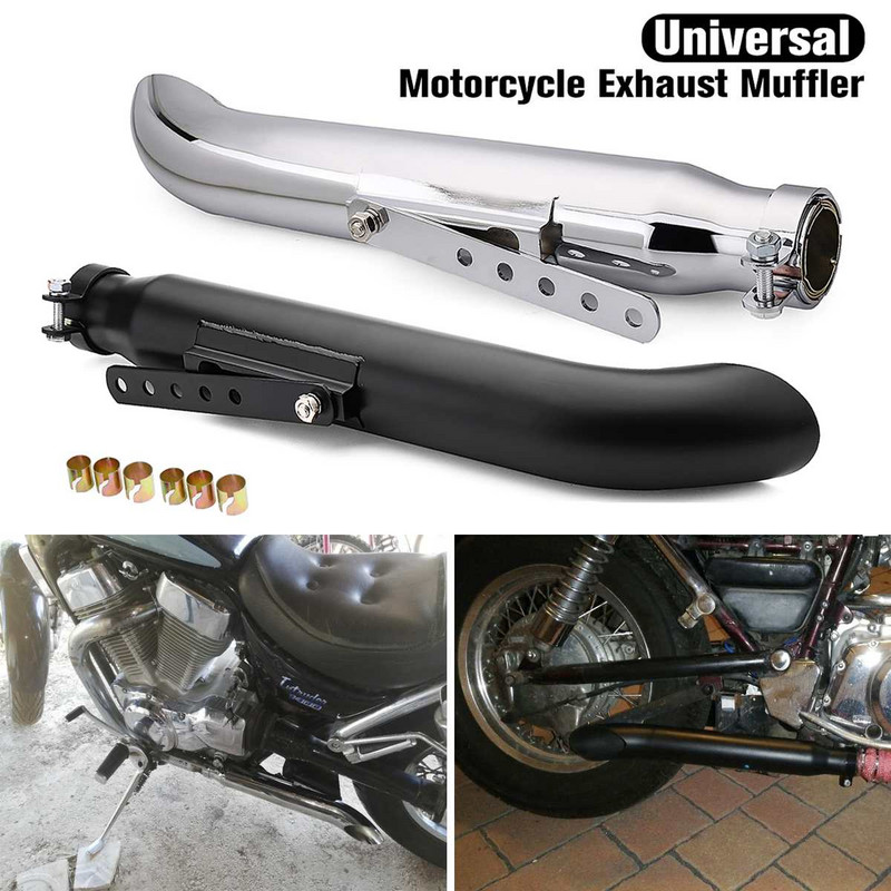 20 colių universalus motociklo išmetimo vamzdis „Cafe Racer“ išmetimo duslintuvo antgalis, chromo juodas, skirtas „Honda“ / „Yamaha“ / „Suzuki“ / „Kawasaki“