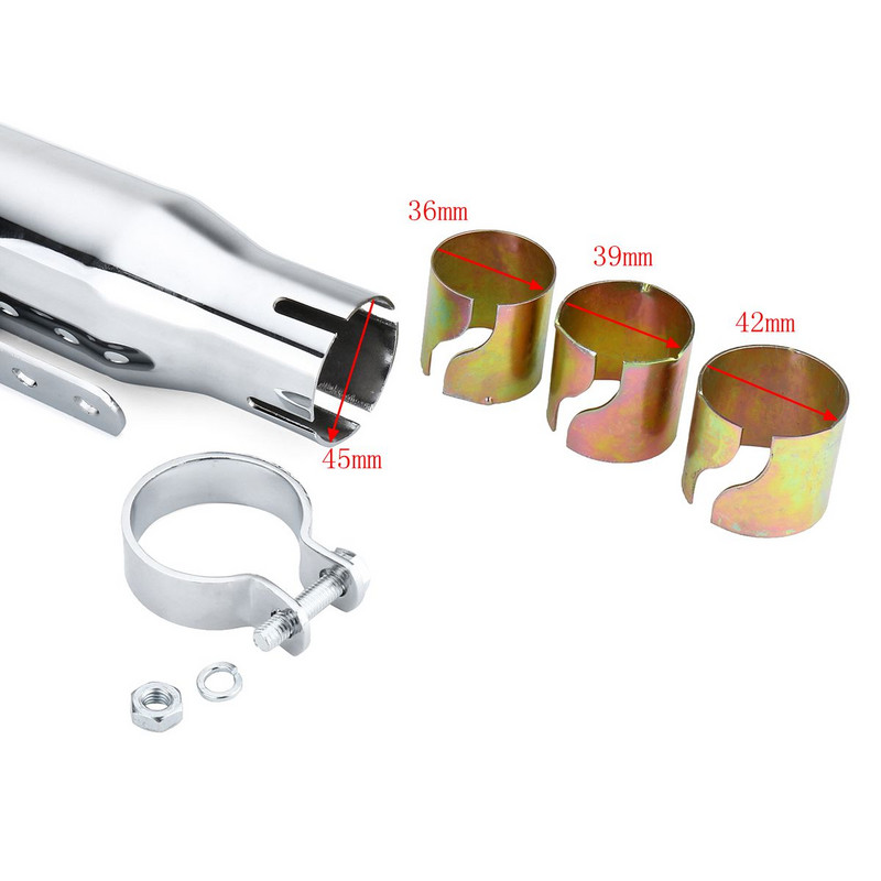 20 colių universalus motociklo išmetimo vamzdis „Cafe Racer“ išmetimo duslintuvo antgalis, chromo juodas, skirtas „Honda“ / „Yamaha“ / „Suzuki“ / „Kawasaki“