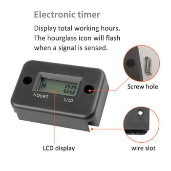 Mini Tach Hour Meter LCD дисплей Водоустойчив двигател Time Gauge Брояч на часове за велосипед Мотоциклет ATV Лодка Моторна шейна Таймер VL28