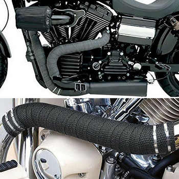 5M Roll Fiberglass Heat Shield Κεφαλή εξάτμισης μοτοσικλέτας Heat Wrap Tape Thermal Protection+ 4 Ties Kit Exhaust Pipe Insulat
