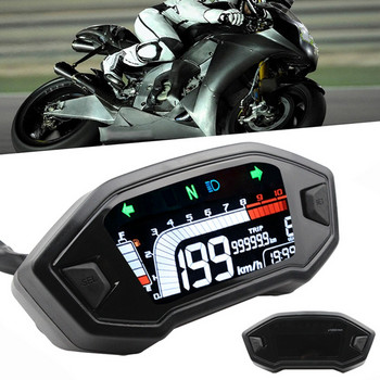 Универсален за 1,2,4 цилиндър 10000 RPM мотоциклет LCD дисплей Скоростомер Одеметър Тахометър с цифров сензор Панел Измервател