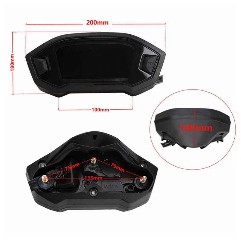 Univerzalno za 1,2,4 cilindra 10000 RPM motocikla LCD zaslon Brzinomjer Odemetar Tahometar s digitalnim senzorom Panel Meter