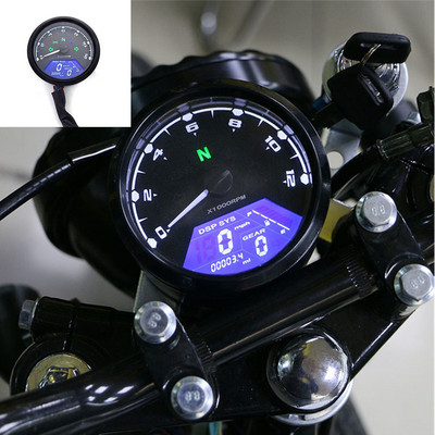 Universal Motocicletă LCD Digital Odometru Tahometru Vitezometru Indicator rezistent la apă Multifuncțional pentru Cafe Racer 2 - 4 Cilindri