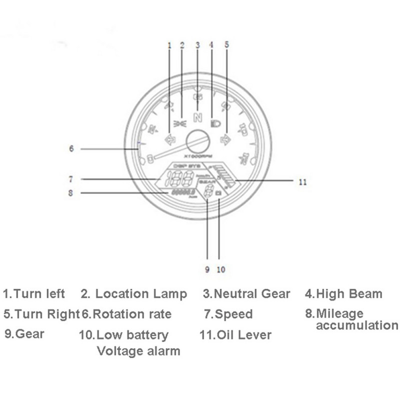 Univerzálny motocyklový LCD digitálny počítadlo kilometrov, tachometer, rýchlomer, vodotesný multifunkčný ukazovateľ pre Cafe Racer 2 - 4 valce