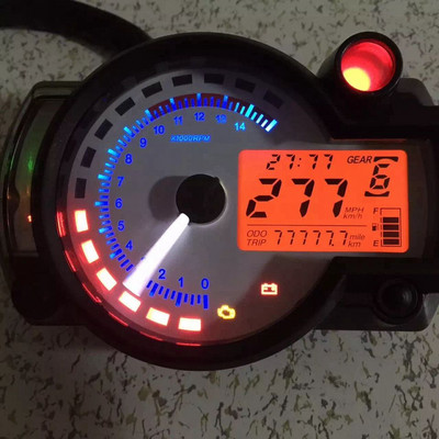 KOSO RX2N Tahometar Mjerač goriva LCD Digitalni motocikl Odometar Brzinomjer Podesiv MAX 299KM/H Zaslon u 7 boja