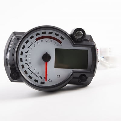KOSO RX2N Tachometer Palivomer LCD Digitálny motocyklový počítadlo kilometrov Nastaviteľný rýchlomer MAX 299 KM/H 7-farebný displej