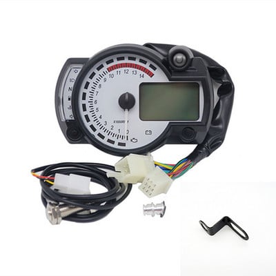 KOSO RX2N Tachometer Palivomer LCD Digitálny motocyklový počítadlo kilometrov Nastaviteľný rýchlomer MAX 299 KM/H 7-farebný displej