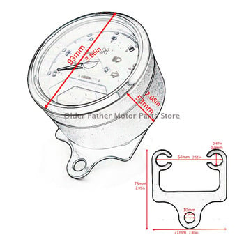 Универсален мотоциклет оборотомер одометър мото ретро скоростомер Подходящ за повечето мотоциклети, които са с 4 тактови 2/4 цилиндъра
