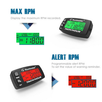 Επαγωγικό στροφόμετρο ειδοποίηση RPM Μετρητής ωρών κινητήρα με οπίσθιο φωτισμό με επαναρυθμιζόμενους μετρητές ωρών Tacho για μηχανή κοπής γκαζόν ATV μοτοσυκλέτας