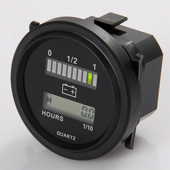 Кръгъл LCD часовник с LED индикатор за батерията Габарит 12V 24V 36V 48V 72V за голф кола Трактор Метачка