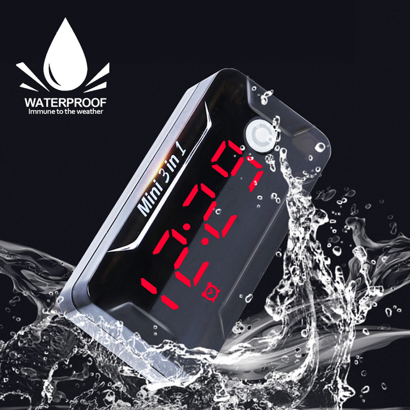 3 az 1-ben motorkerékpár digitális feszültségmérő hőmérő feszültség idő hőmérséklet mérő autóhoz vízálló DC 8-72V