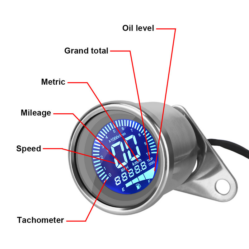 LEEPEE LED Motorkerékpár digitális sebességmérő Univerzális robogó ATV mérő Üzemanyagmérő LCD fordulatszámmérő kijelző Retro LCD kilométeróra