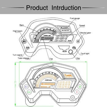 Μετρητής ταχύτητας μοτοσικλέτας Ψηφιακό Universal Electronics Indicator LCD Display For Yamaha FZ16 FZ 2.0 16 Cafe Racer Tachometer