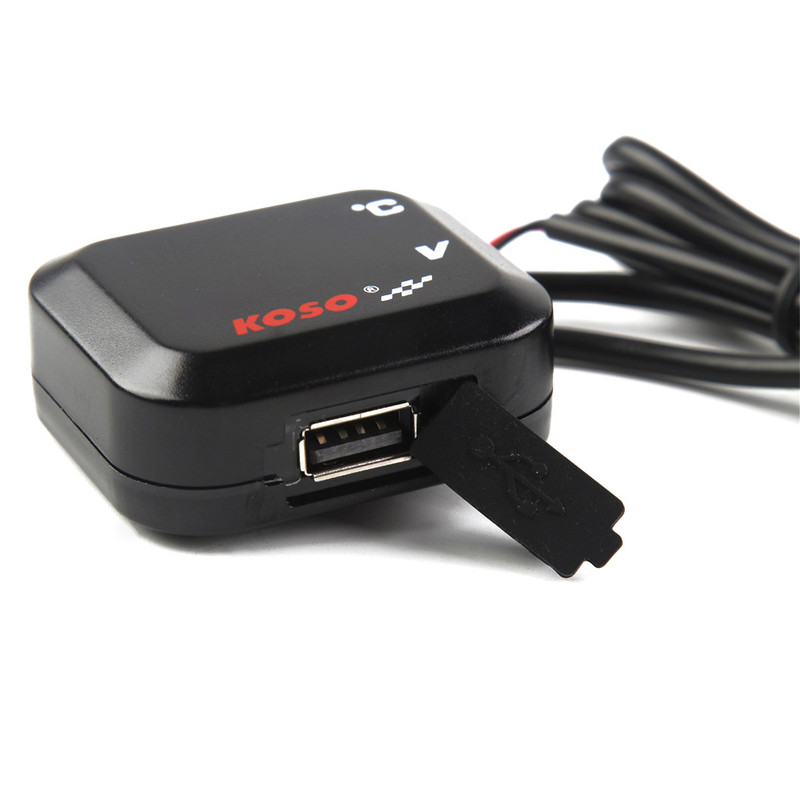 Contor de temperatură a apei universal KOSO pentru motocicletă nouă Voltmetru Încărcare USB Contor rezistent la apă trei în unu