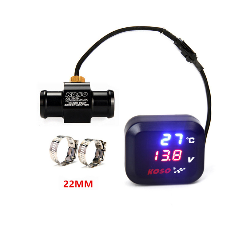 Contor de temperatură a apei universal KOSO pentru motocicletă nouă Voltmetru Încărcare USB Contor rezistent la apă trei în unu