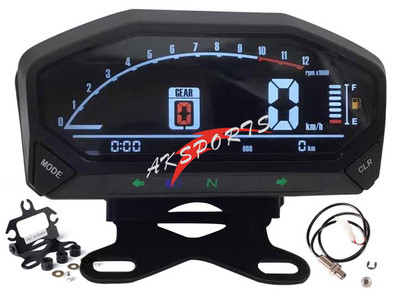 Nový štýlový univerzálny motocyklový LED LCD rýchlomer s digitálnym podsvietením, vodotesný počítadlo kilometrov, tachometer pre 1, 2, 4 valce YG150-23