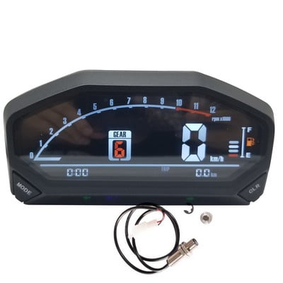 Nový štýlový univerzálny motocyklový LED LCD rýchlomer s digitálnym podsvietením, vodotesný počítadlo kilometrov, tachometer pre 1, 2, 4 valce YG150-23