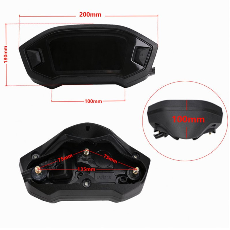 Nastaviteľný rýchlomer s LED diódou pre motocykel, voliteľné podsvietenie, digitálny počítadlo kilometrov, otáčkomer, prístrojový panel, merač pre 1,2,4 valce