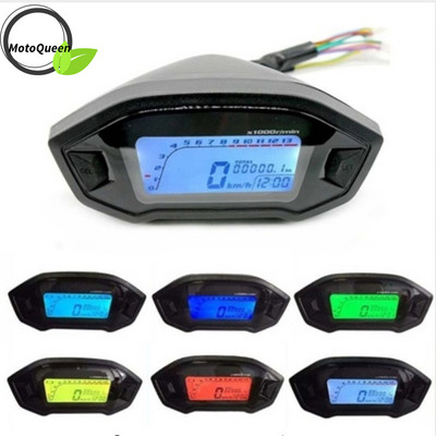 Universal Motocicletă LCD Digital 13000rpm Vitezometru Iluminare din spate Autovehicul pentru 2-4 Cilindri Contor Contor kilometraj 7 Culori Ajustare