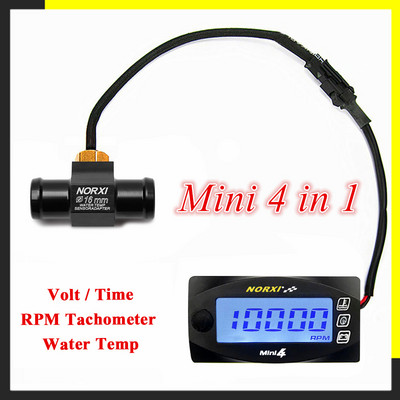 koso Motorkerékpárok vízhőmérséklete FeszültségIdő RPM fordulatszámmérő Norxi Mini 4 az 1-ben LED digitális kijelző négyes mérő