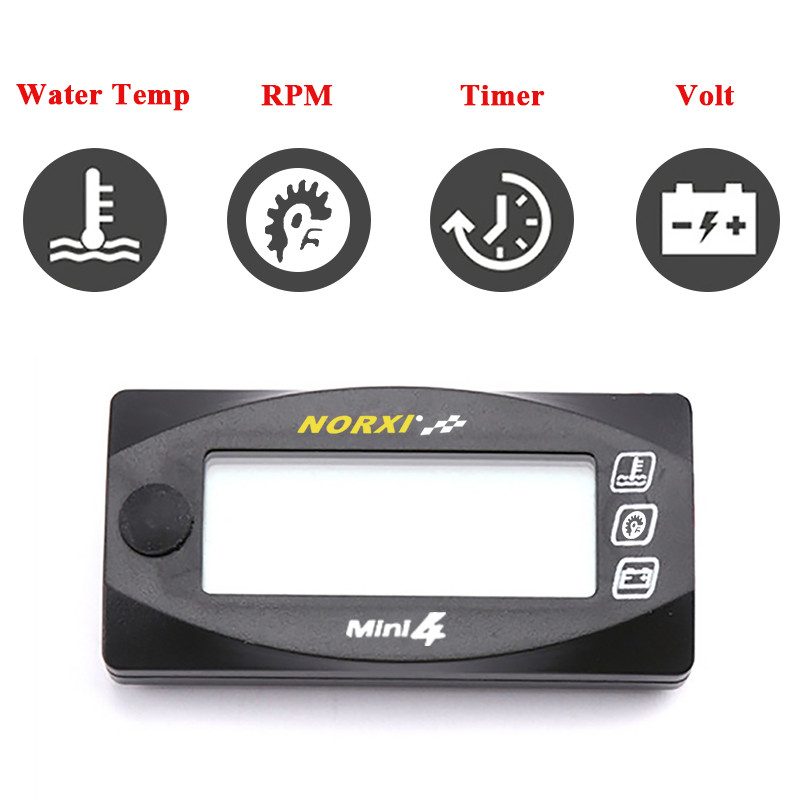 koso Motorkerékpárok vízhőmérséklete FeszültségIdő RPM fordulatszámmérő Norxi Mini 4 az 1-ben LED digitális kijelző négyes mérő
