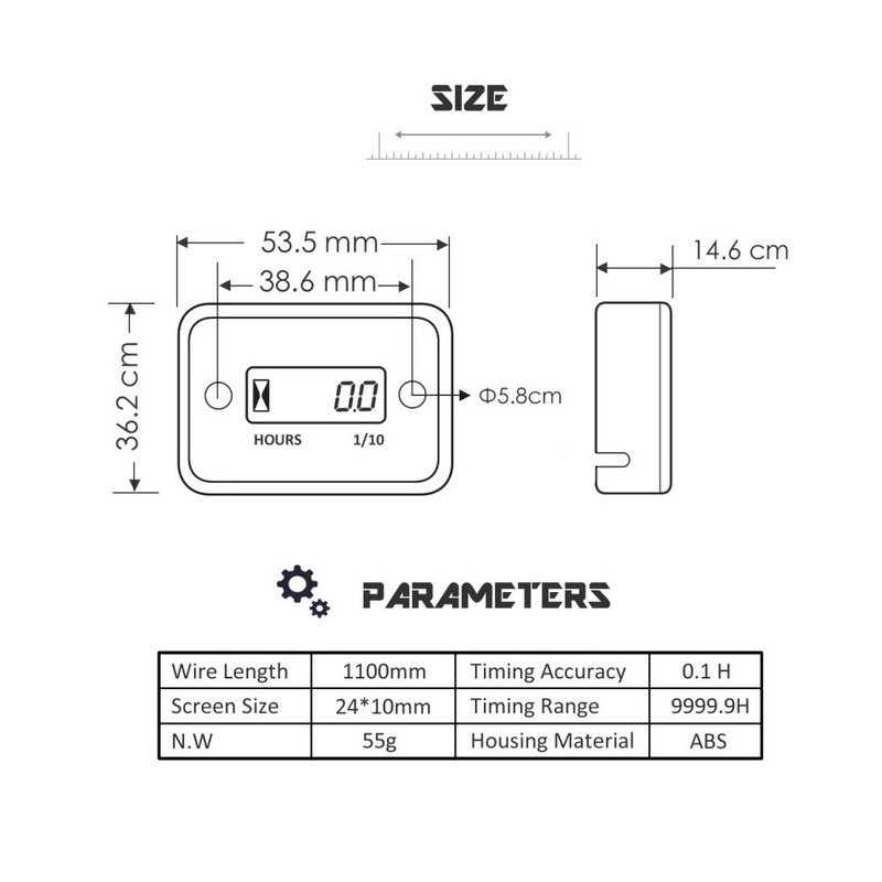 Motorkerékpár üzemóra számláló akkumulátoros időmérővel Cafe Racer Digitális számláló Moto Jet Ski időmérő Akkumulátor Digitális munkamérő eszközök