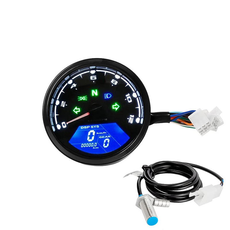 12V motocyklový LCD digitálny tachometer rýchlomer počítadlo kilometrov 12000 ot./min. km/h/mph ukazovateľ pre motocykle príslušenstvo k motocyklom