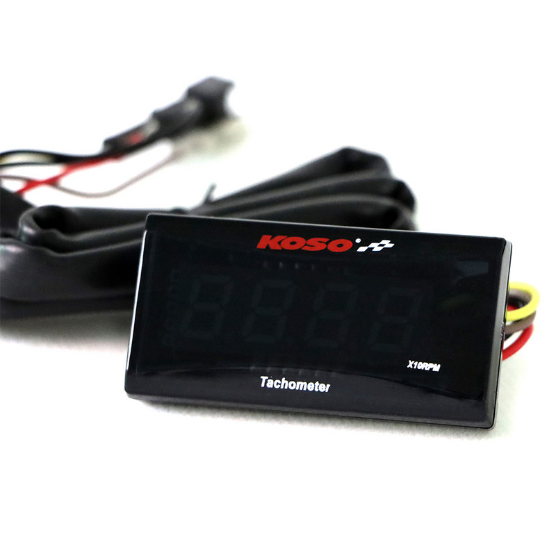 KOSO mini pöörete arvu mõõtja, digitaalne ruudukujuline LCD-ekraan, mootori pöördetunnimõõtja tahhomeetri näidik BMW YAMAHA KAWASAKI võidusõidumootorrattale