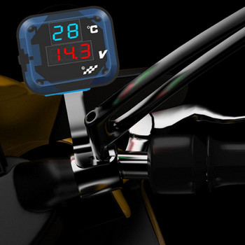 3-в-1 термометър, светодиоден волтметър с USB зарядно, мотоциклет, измервател на температурата на напрежението, модифициран електронен измервателен уред 12-24v