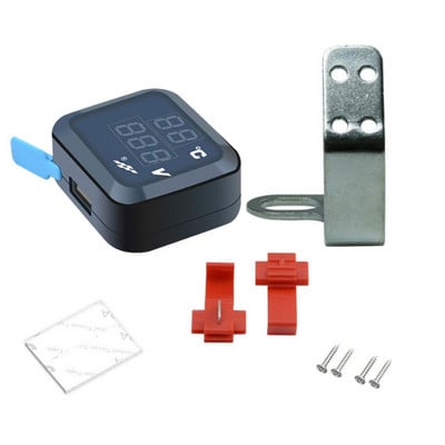 3 az 1-ben hőmérős LED feszültségmérő USB töltővel Motorkerékpár feszültség hőmérséklet mérő Módosított elektronikus mérő 12-24V