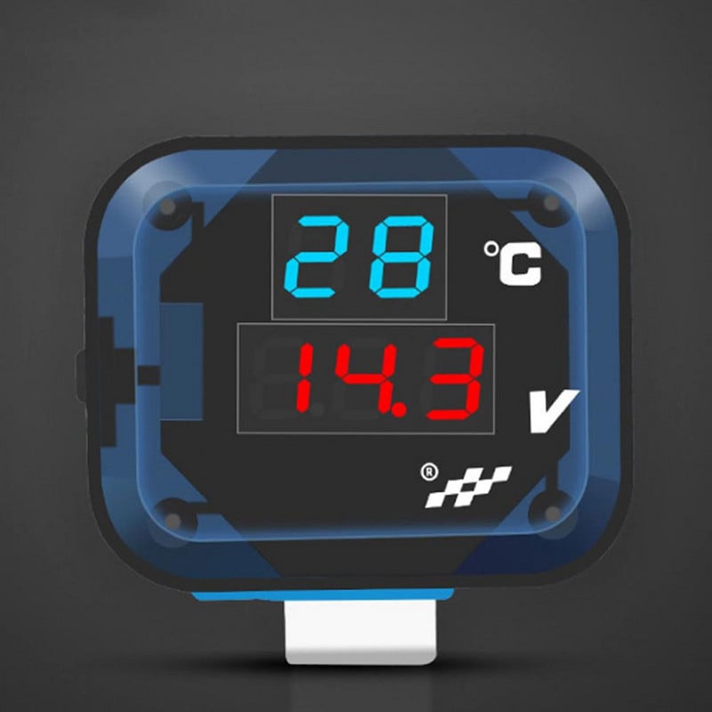 3 az 1-ben hőmérős LED feszültségmérő USB töltővel Motorkerékpár feszültség hőmérséklet mérő Módosított elektronikus mérő 12-24V
