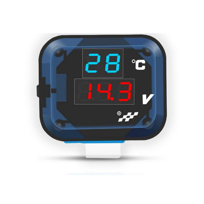 3 az 1-ben hőmérős LED feszültségmérő USB töltővel Motorkerékpár feszültség hőmérséklet mérő Módosított elektronikus mérő 12-24V
