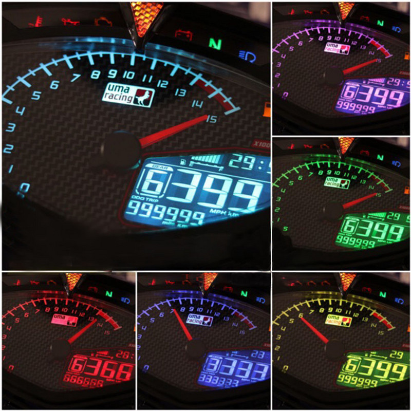 7-farebný motocyklový otáčkomer, digitálny počítadlo kilometrov, rýchlomer, ukazovateľ moto prístrojov, displej prevodového stupňa pre Yamaha LC135 LC 135