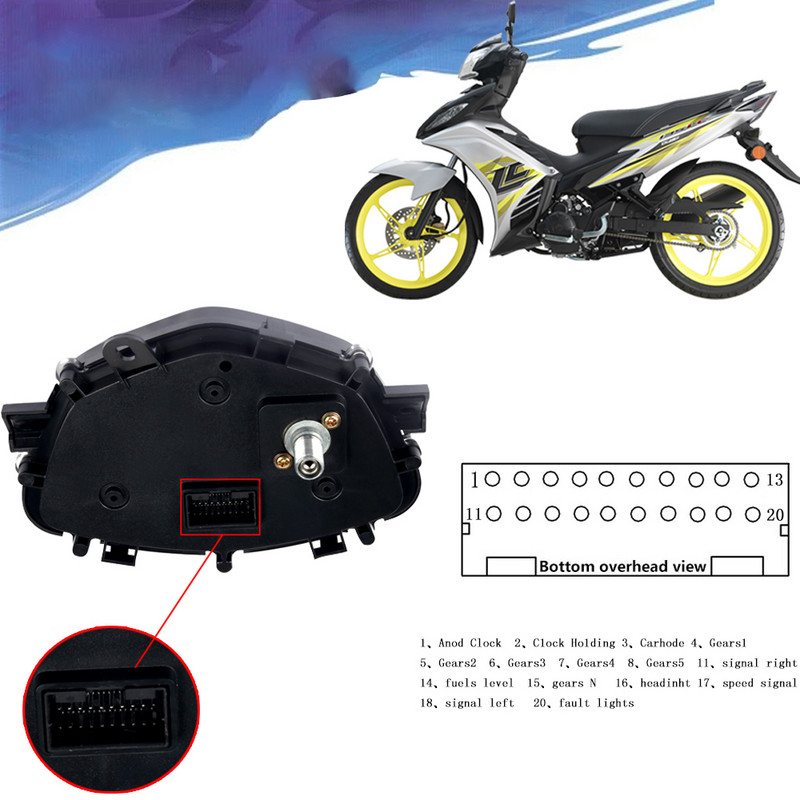 7-farebný motocyklový otáčkomer, digitálny počítadlo kilometrov, rýchlomer, ukazovateľ moto prístrojov, displej prevodového stupňa pre Yamaha LC135 LC 135