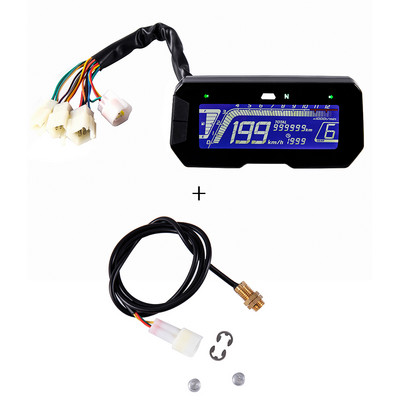 Univerzális motorkerékpár LCD digitális sebességmérő kilométer-számláló háttérvilágítású motorkerékpár kilométer-számláló 12000RPM 6 fokozat 2, 4 hengeres mérőhöz