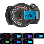 Univerzális motorkerékpár-sebességmérő fordulatszámmérő kilométer-számláló MAX 299KM/H 7 színű LCD digitális, állítható, motoros műszerfali műszer