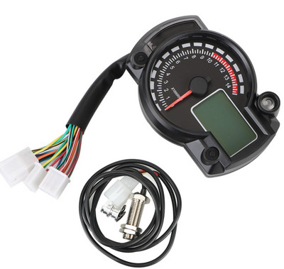 Univerzális motorkerékpár-sebességmérő fordulatszámmérő kilométer-számláló MAX 299KM/H 7 színű LCD digitális, állítható, motoros műszerfali műszer