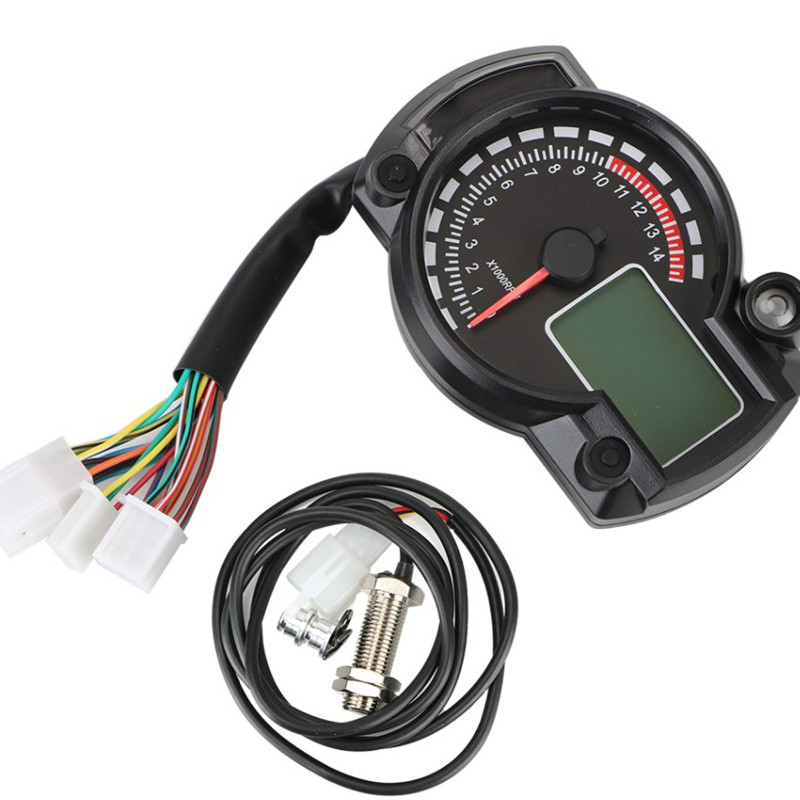Univerzális motorkerékpár-sebességmérő fordulatszámmérő kilométer-számláló MAX 299KM/H 7 színű LCD digitális, állítható, motoros műszerfali műszer