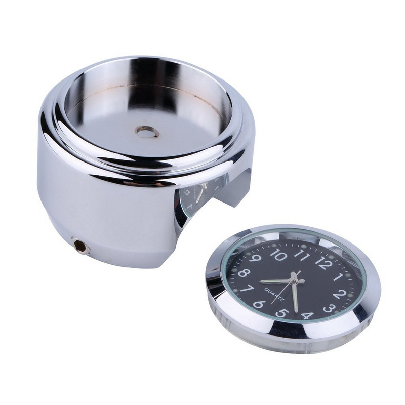Accesorii universale pentru motociclete Ceas cu cuarț 7/8" Impermeabil crom Suport pentru ghidon de bicicletă Ceas din aluminiu Ceas luminos pentru
