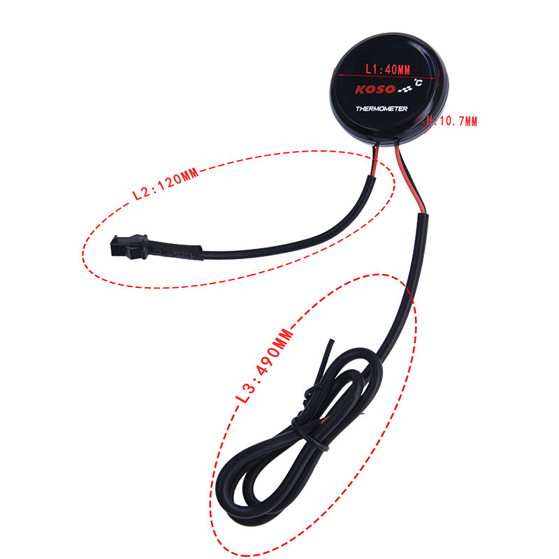 Set de senzori adaptor pentru contorul de temperatură a apei Koso rotund pentru indicatorul de temperatură a apei pentru motocicleta Yamaha NMAX TMAX XMAX, afișaj 0 ~ 120 de grade