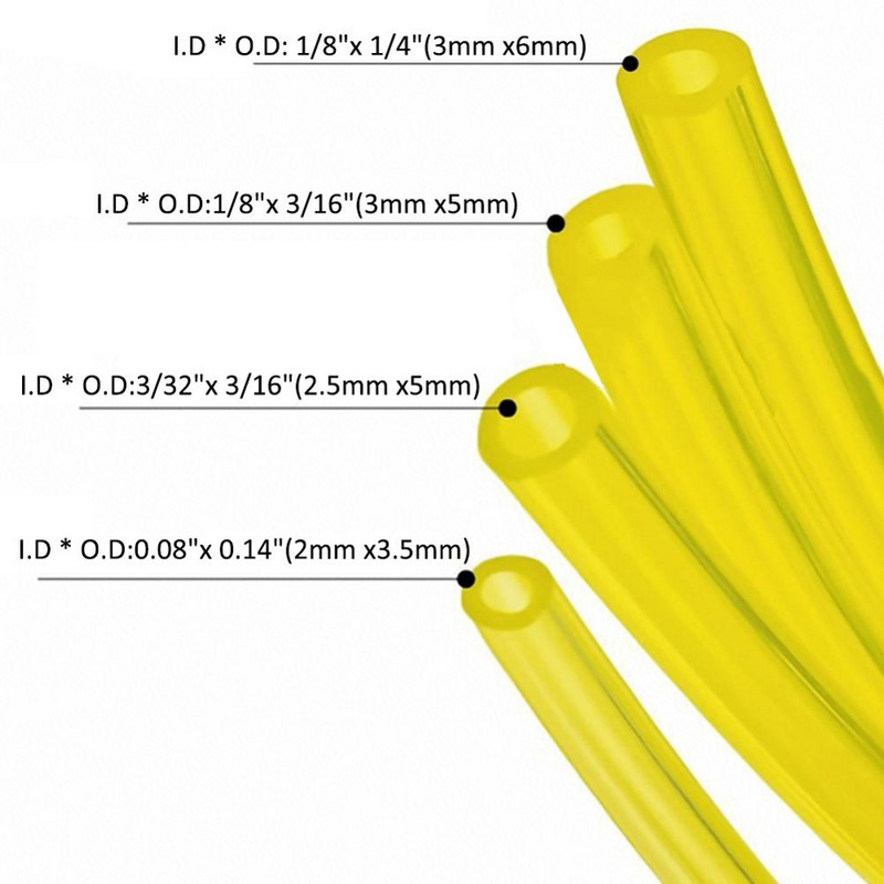 1 metar Žuta cijev Cijev za filtar goriva Cijev za ulje Rezervni dijelovi spremnika goriva Motocikl Bicikl Gorivo Promjer Unutarnji promjer 3mm*5mm 3mm*6mm