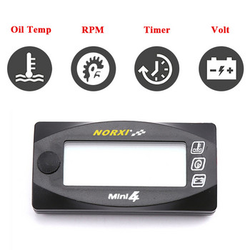 koso Температура на маслото за мотоциклети VoltageTime RPM Тахометър Norxi Mini 4 в 1 LED цифров дисплей Quad meter за nmax125