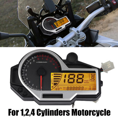 Универсален мотоциклетен одометър за 1,2,4 цилиндъра Тахометър ATV LCD Цифров скоростомер Одометър за BMW KAWASAKI SUZUKI HONDA
