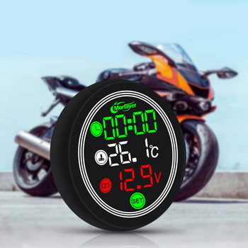 Мотоциклетен електронен таймер Термометър за време Волтметър 4-в-1 S7 Водоустойчив сензорен екран Цифров дисплей Измервател на напрежението